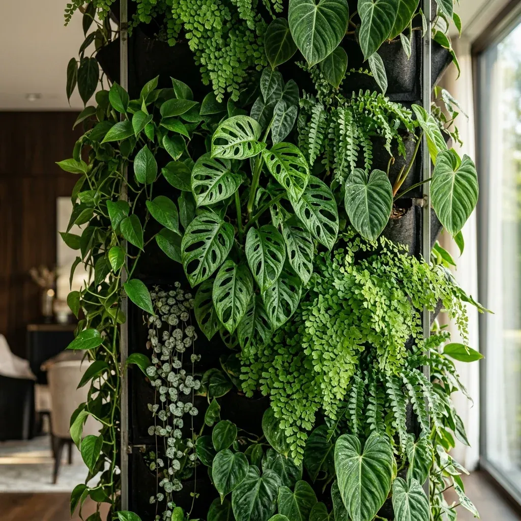 Primer plano fotorealista de follaje lujoso y denso